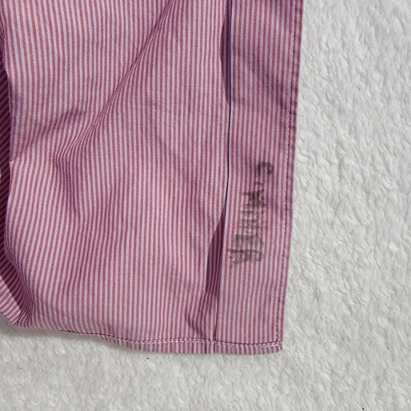 Stone Rose Black Rivet Collection Pink White Striped Button Down Flip Cuff XL - Picture 8 of 13